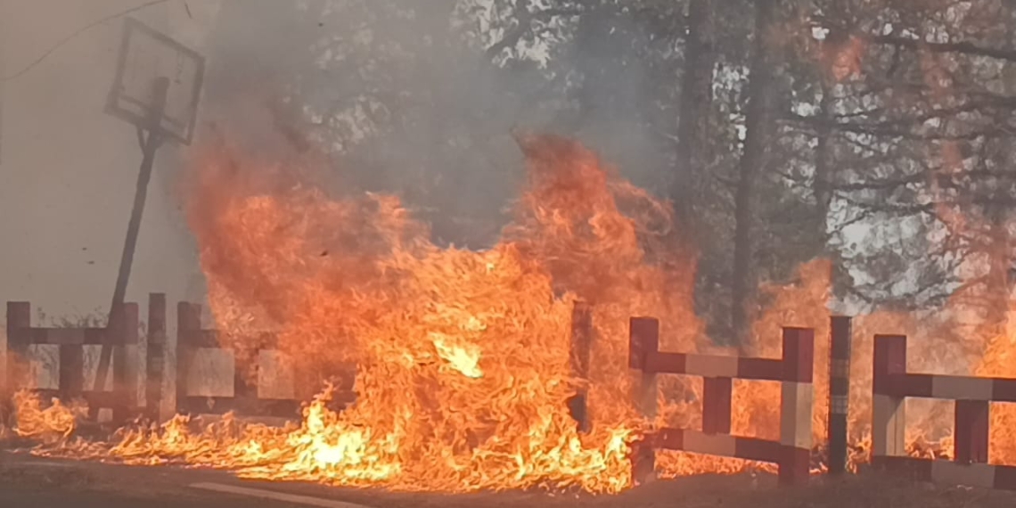 उत्तराखंड के नैनीताल के जंगलों में लगी भीषण आग को भारतीय वायु सेना के हेलिकॉप्टर बुझाने की कोशिश कर रहें है ..